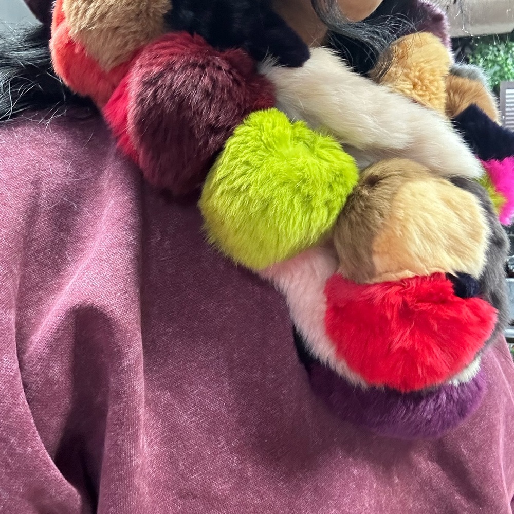 Colorful Rabbit Fur Scarf - Picture 2 of 8